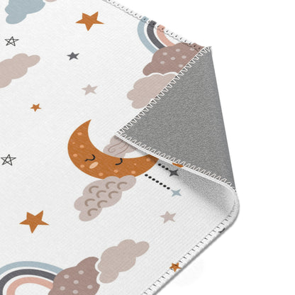Moonlit Dreams rug print detail in ochre and grey