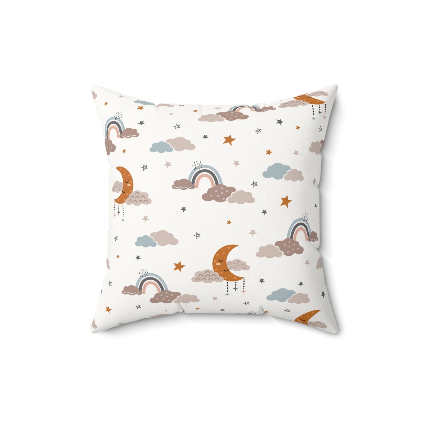 Nursery pillow in ochre and grey, Moonlit Dreams print