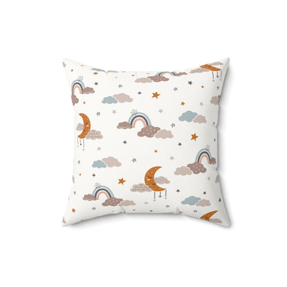 Nursery pillow in ochre and grey, Moonlit Dreams print