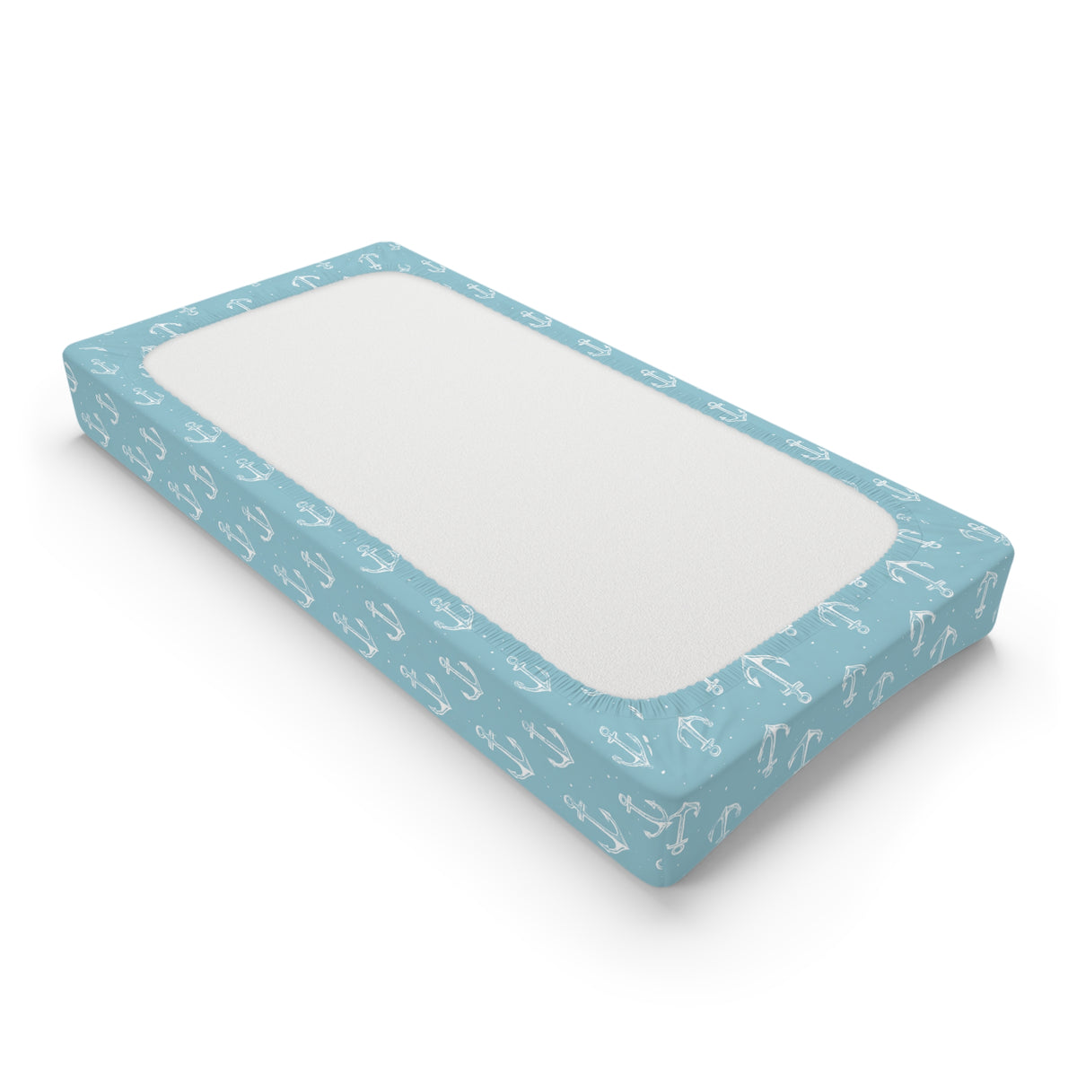 Teal anchor print fitted changing pad cover