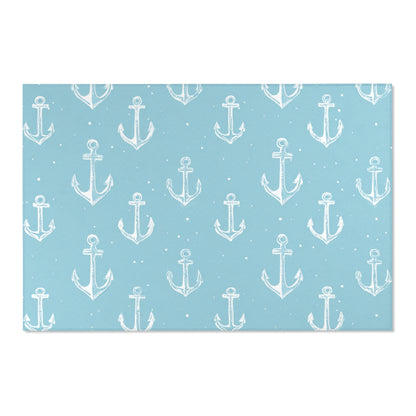 Corner detail of the nautical anchor nursery rug