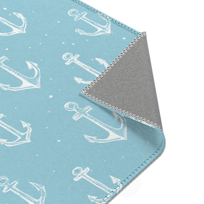 Nautical anchor nursery area rug in landscape orientation