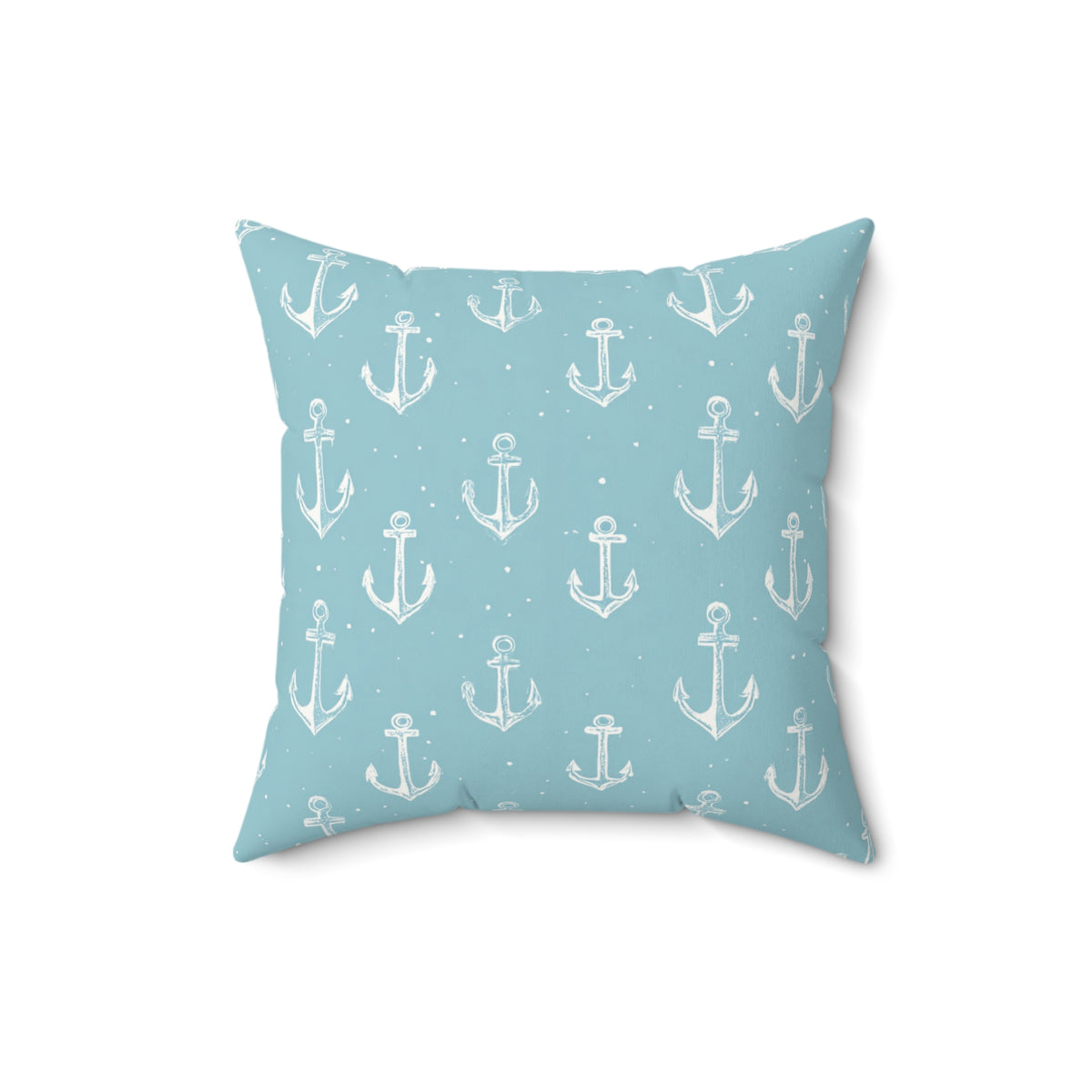 Faux suede nursery cushion with hand-drawn anchors on teal