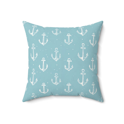 Reverse side of the nautical anchor nursery pillow