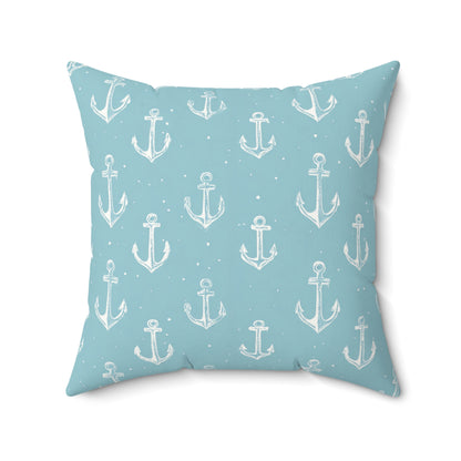 Anchor print nursery pillow in a reading corner