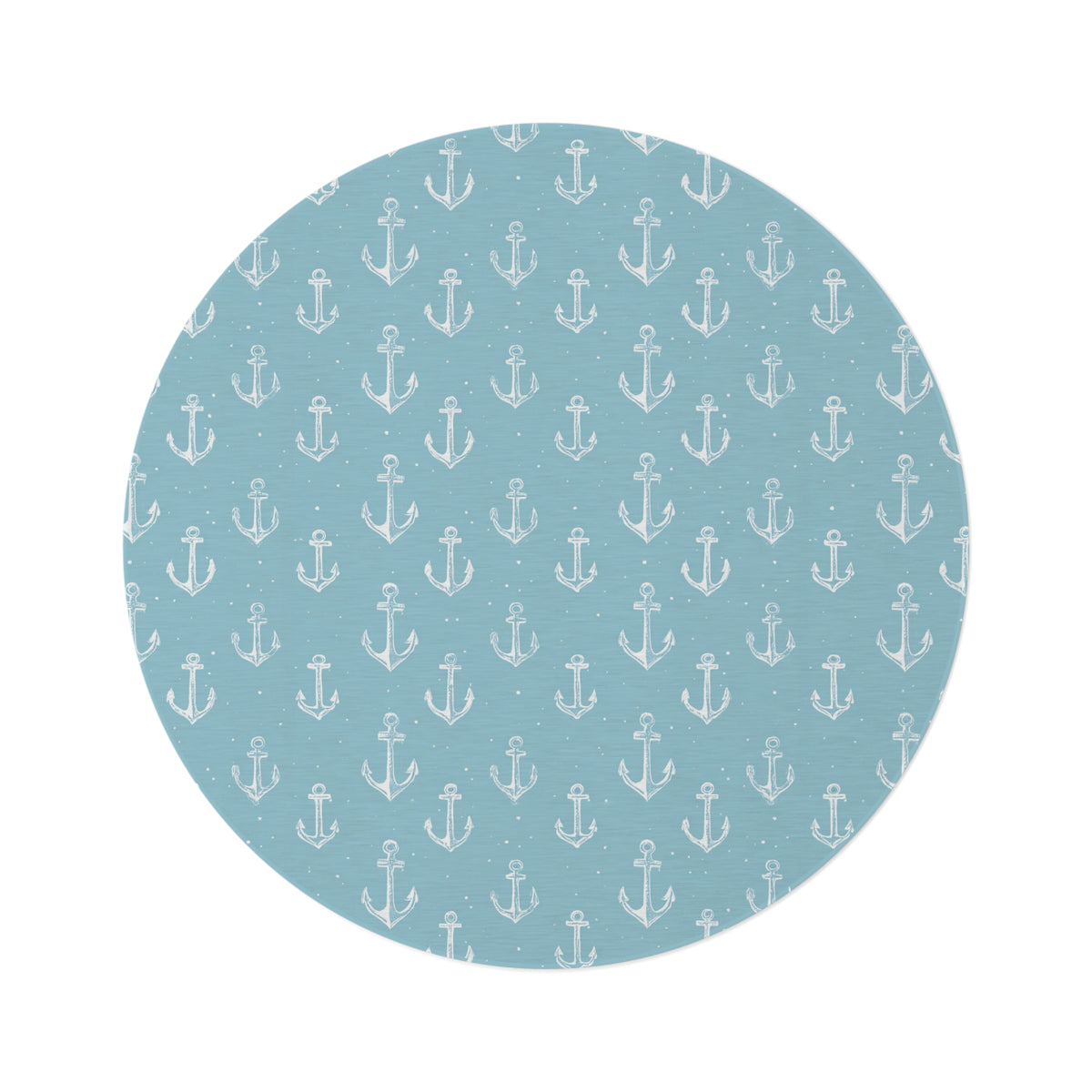 Nautical anchor round nursery rug on a baby room floor