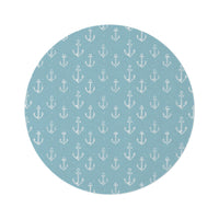 Nautical anchor round nursery rug on a baby room floor