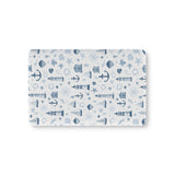 Nautical fitted crib sheet with lighthouses and anchors in navy