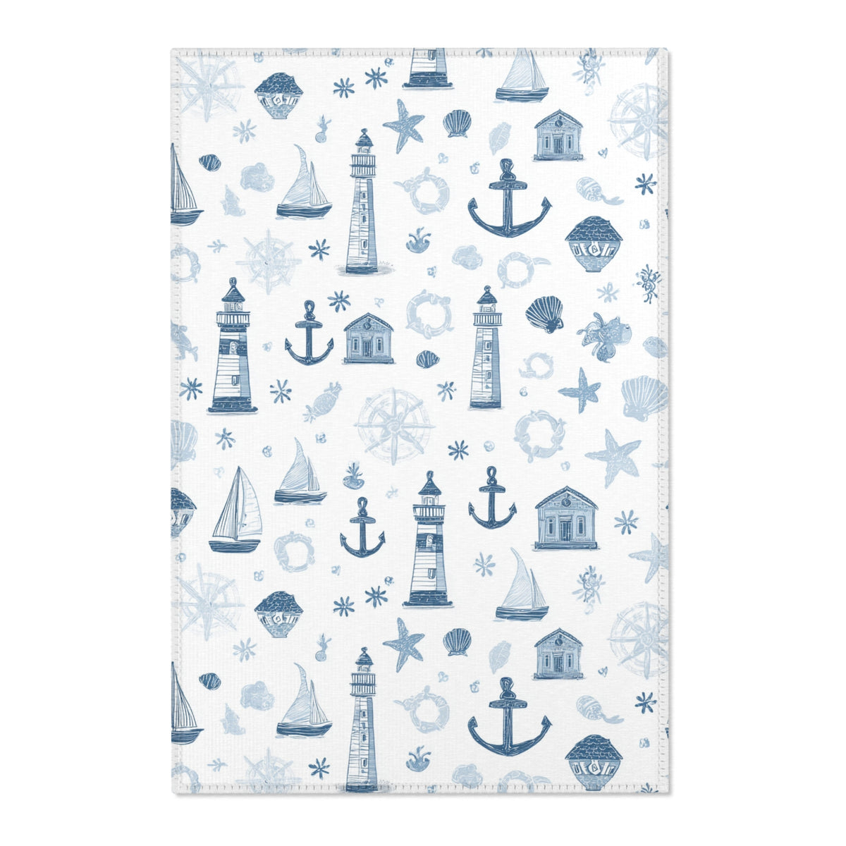 Nautical nursery area rug in a baby boy bedroom