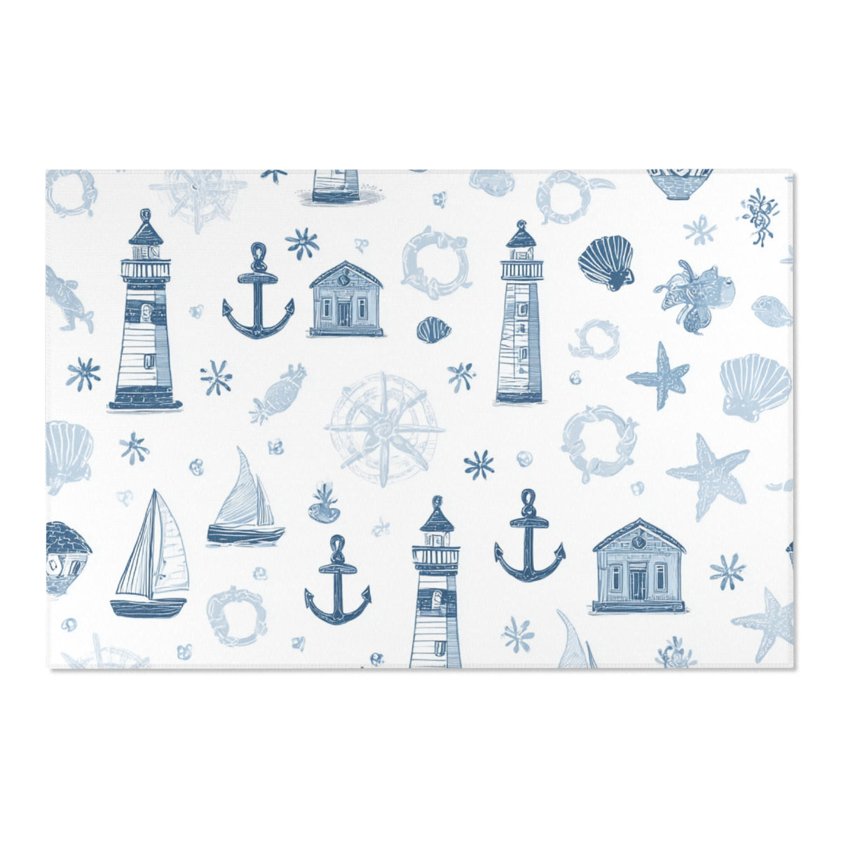 Corner detail of the nautical nursery rug