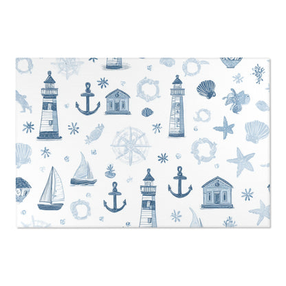 Corner detail of the nautical nursery rug