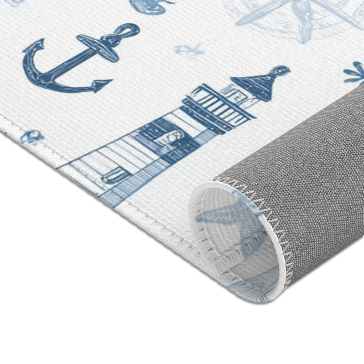 Nautical nursery area rug in portrait orientation