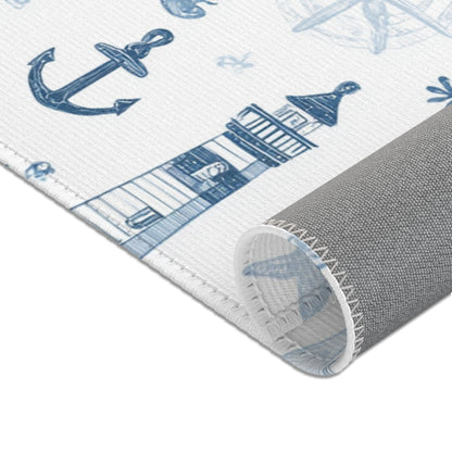 Nautical nursery area rug in portrait orientation