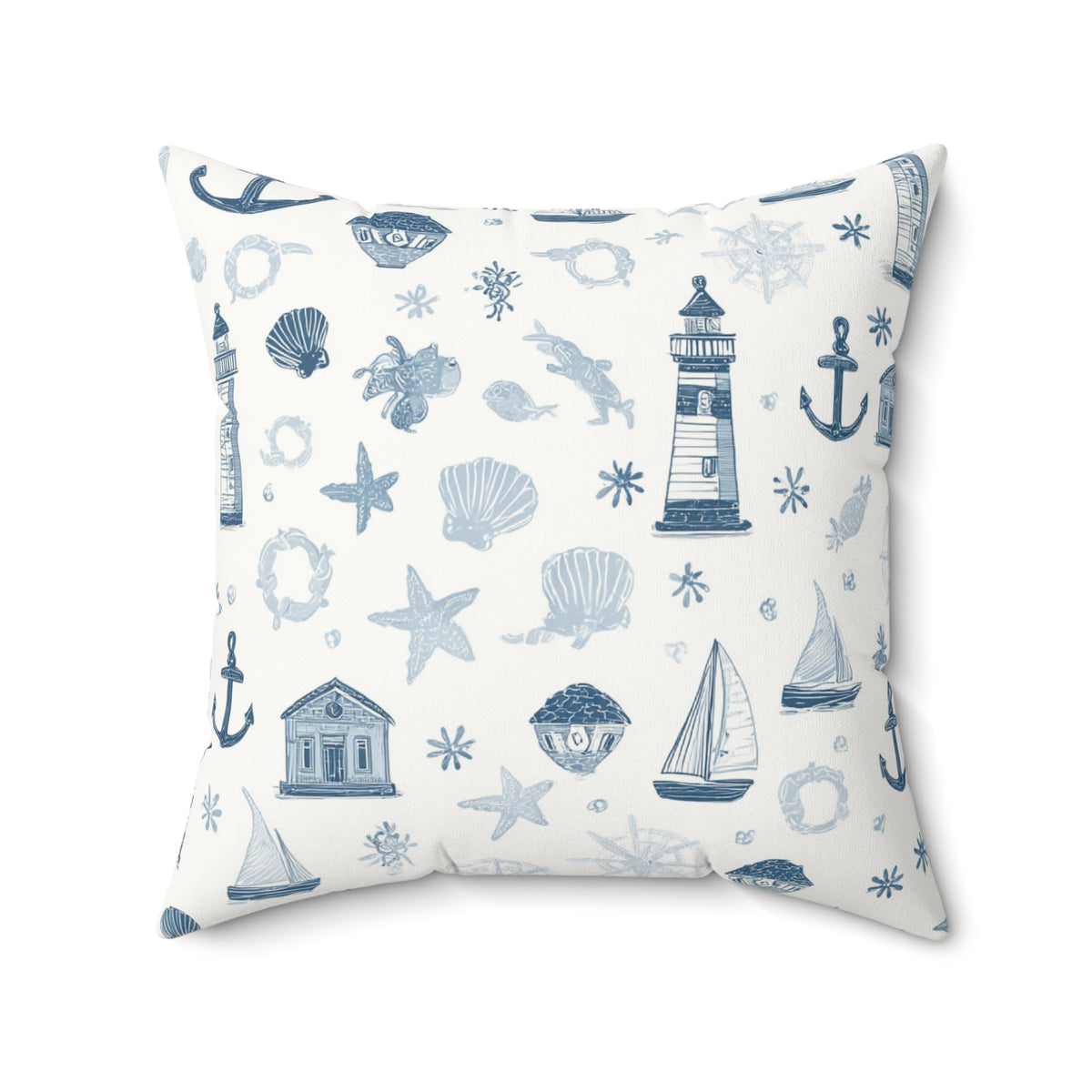 Nautical nursery pillow styled on a daybed