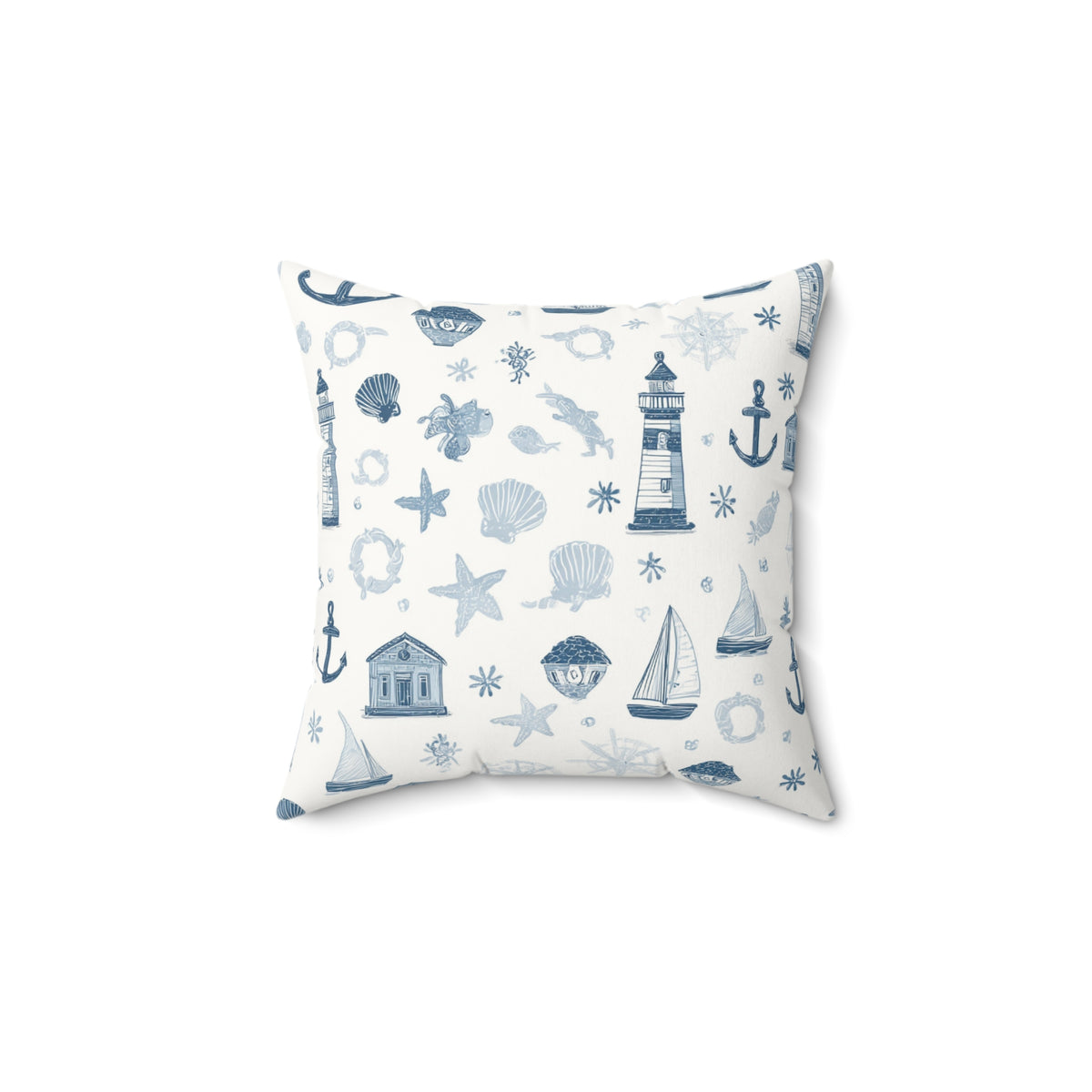 Square nautical print cushion for a baby boy room