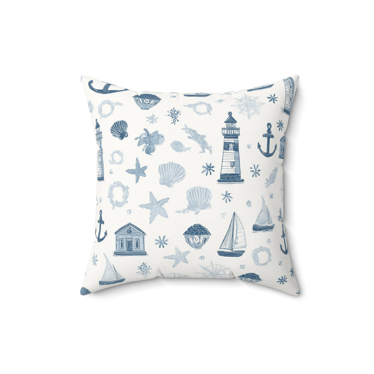 Nautical cushion shown against a neutral nursery wall