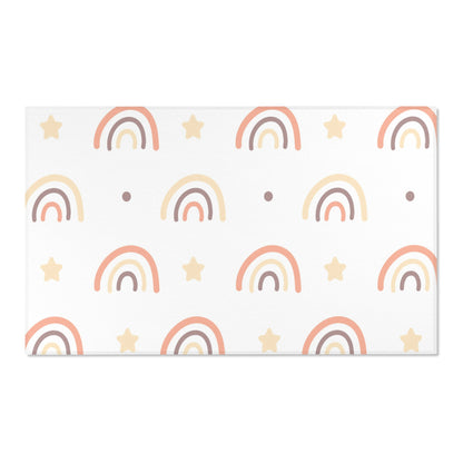 Peach Rainbow area rug shown in portrait orientation