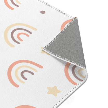 Peach Rainbow nursery rug pattern shown flat
