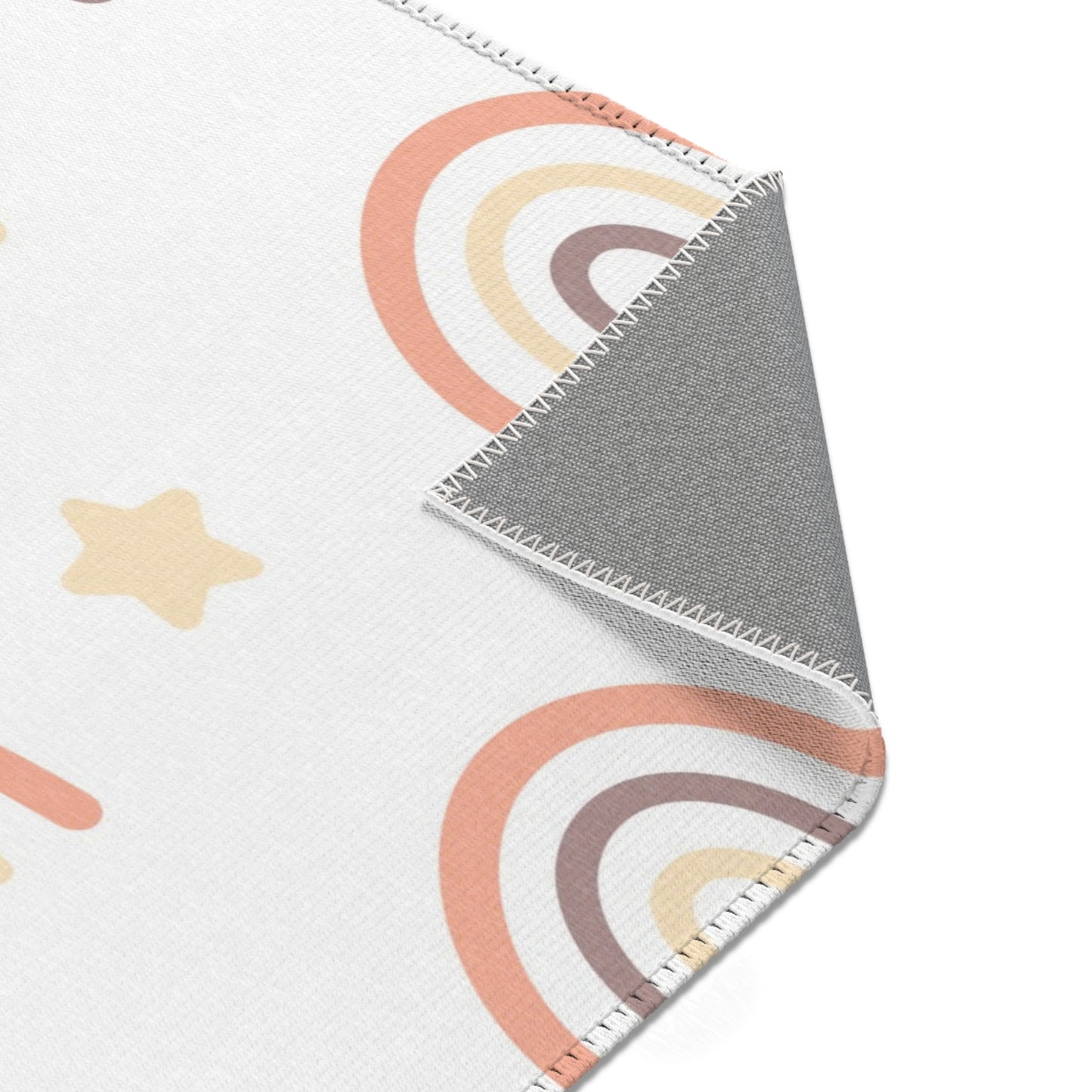 Peach Rainbow rectangular nursery area rug