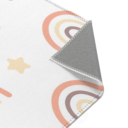Peach Rainbow rectangular nursery area rug