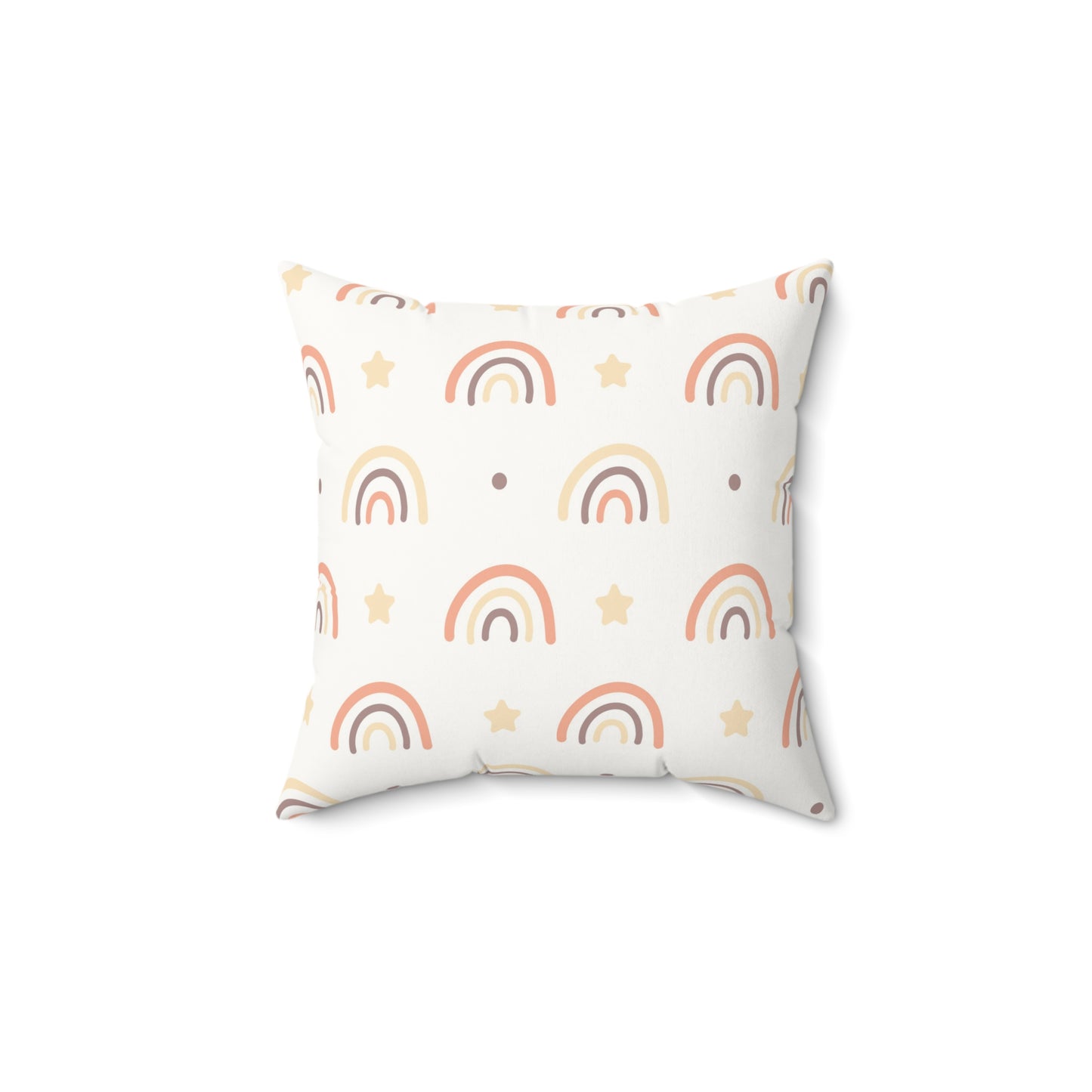 Peach Rainbow decorative nursery pillow on a glider chair