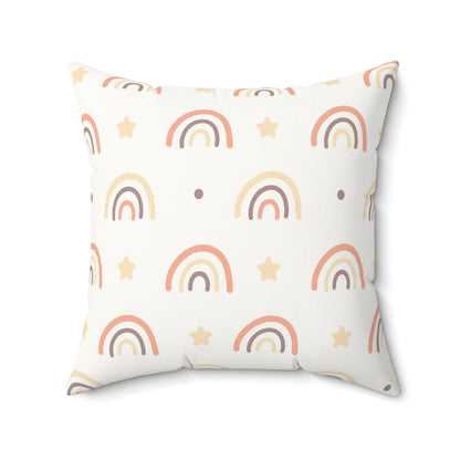Peach Rainbow nursery pillow shown from the front