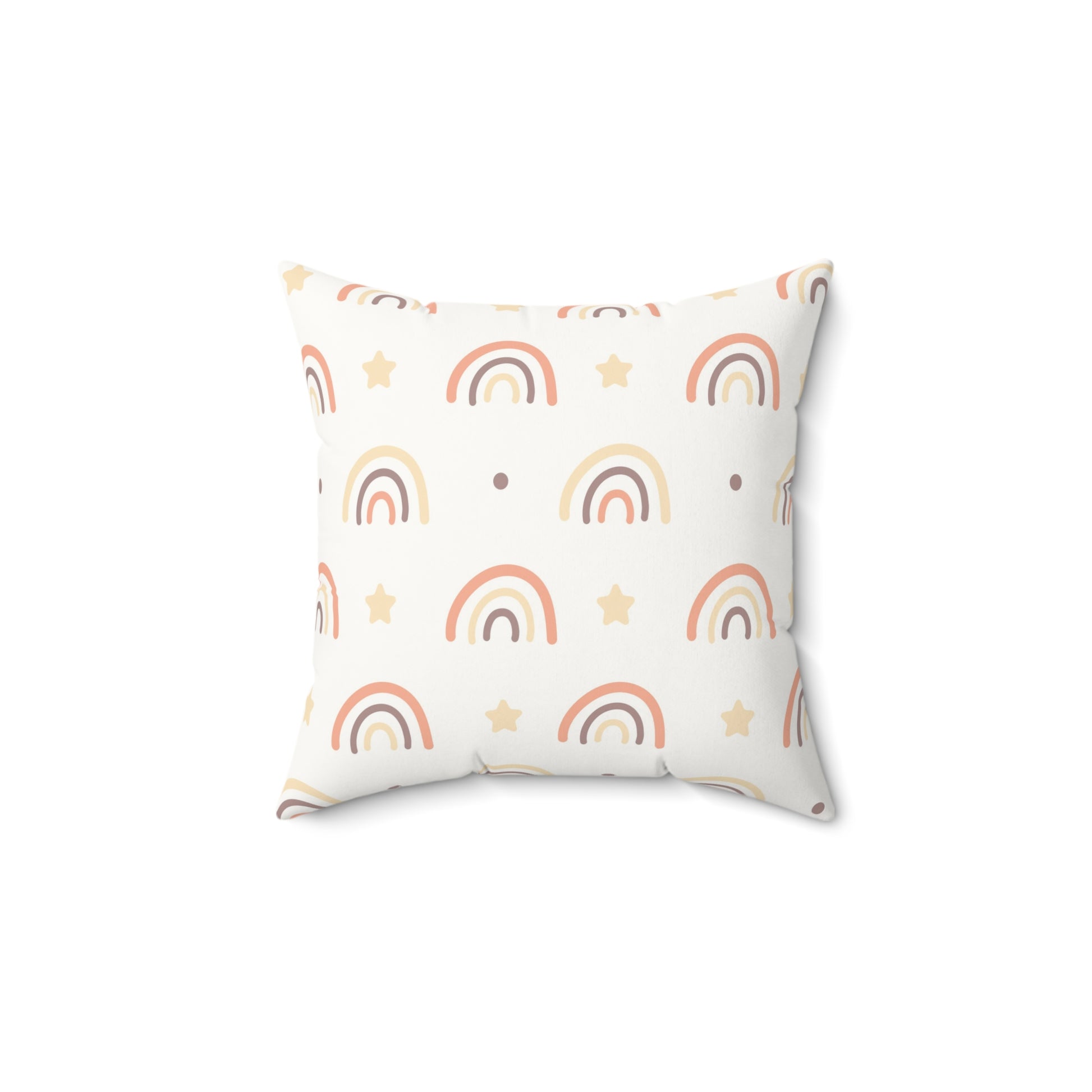 Peach Rainbow pillow in the 18 inch square size