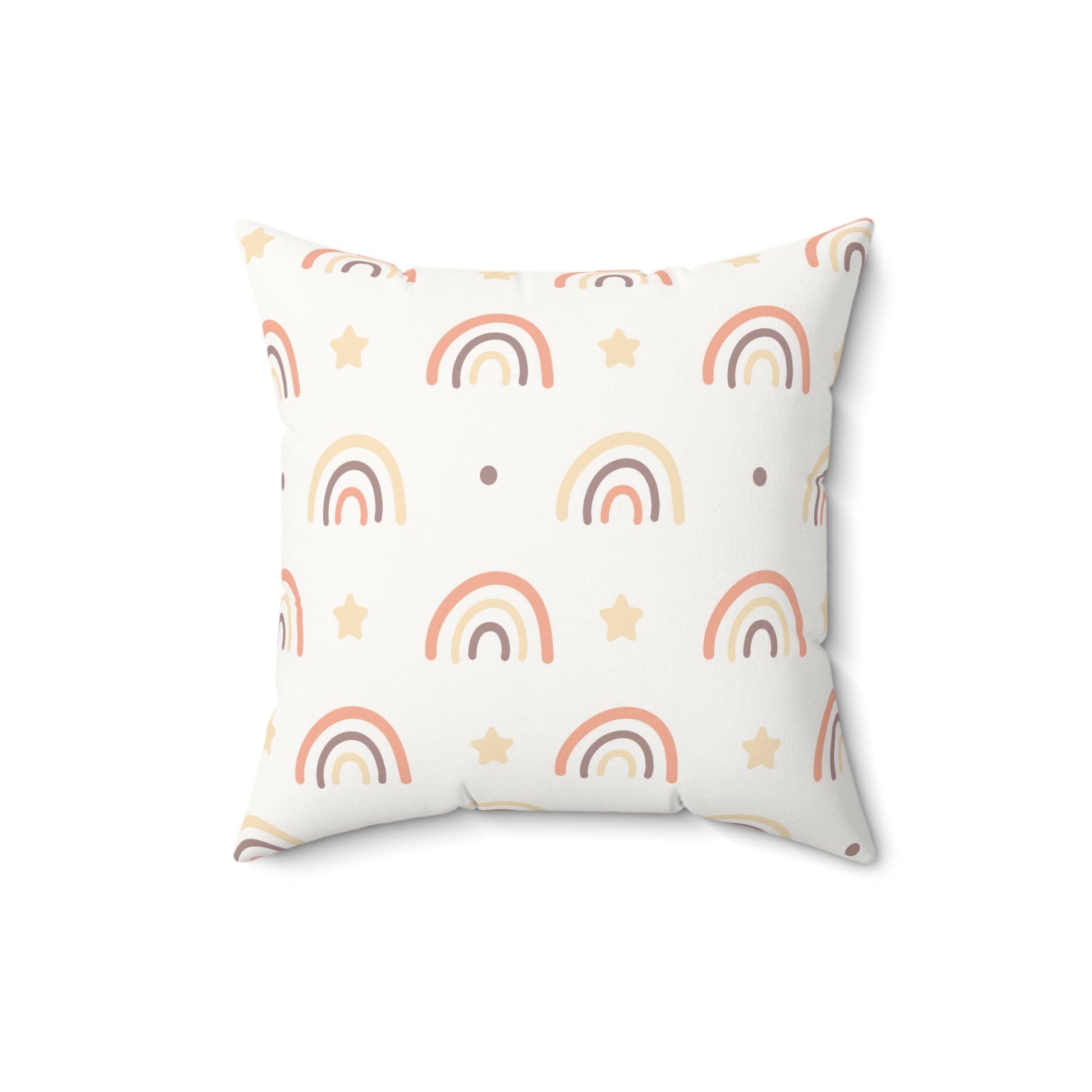Nursery pillow in peach and cream, Peach Rainbow print
