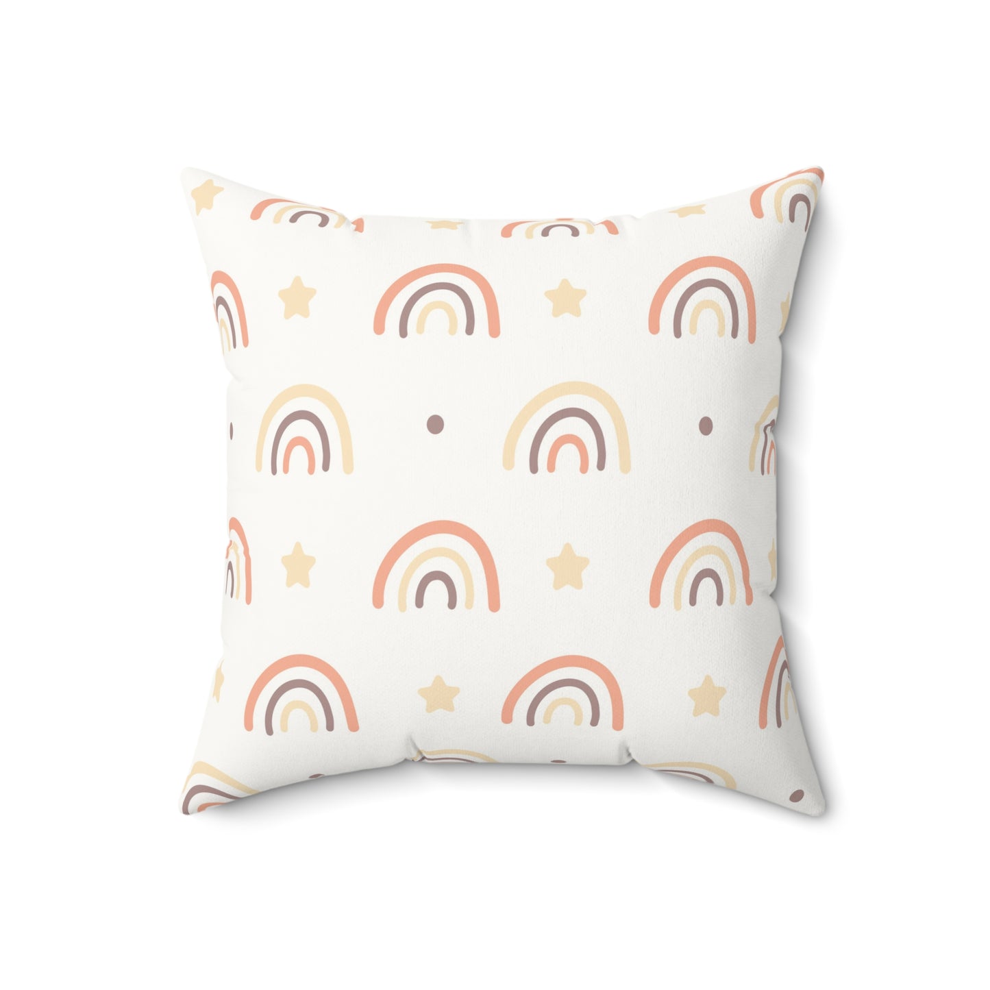 Peach Rainbow decorative pillow against a plain background