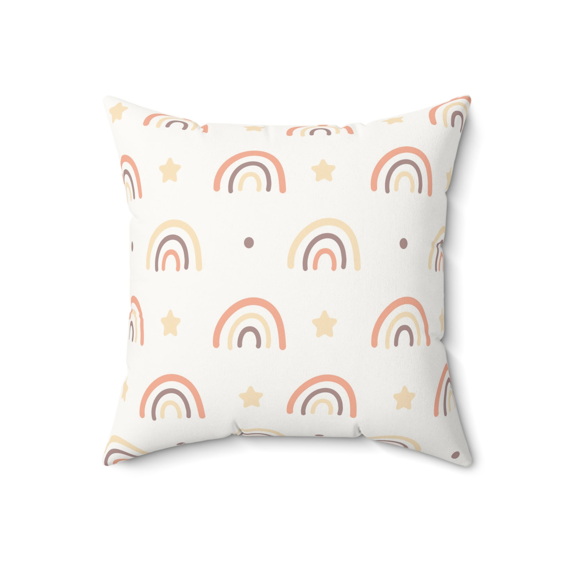 Peach Rainbow decorative pillow against a plain background