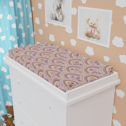 Petal Arches changing pad cover fitted over a contoured pad