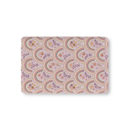 Petal Arches fitted crib sheet on a nursery crib mattress