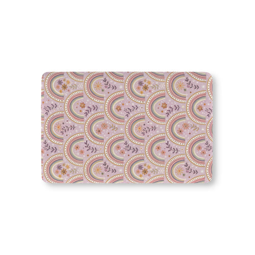 Petal Arches fitted crib sheet on a nursery crib mattress