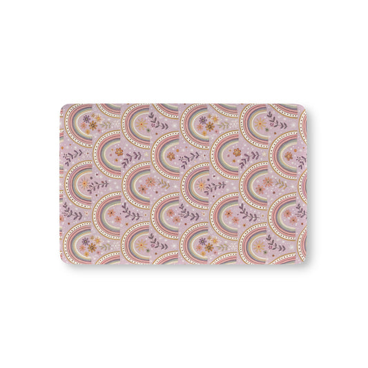 Petal Arches fitted crib sheet on a nursery crib mattress