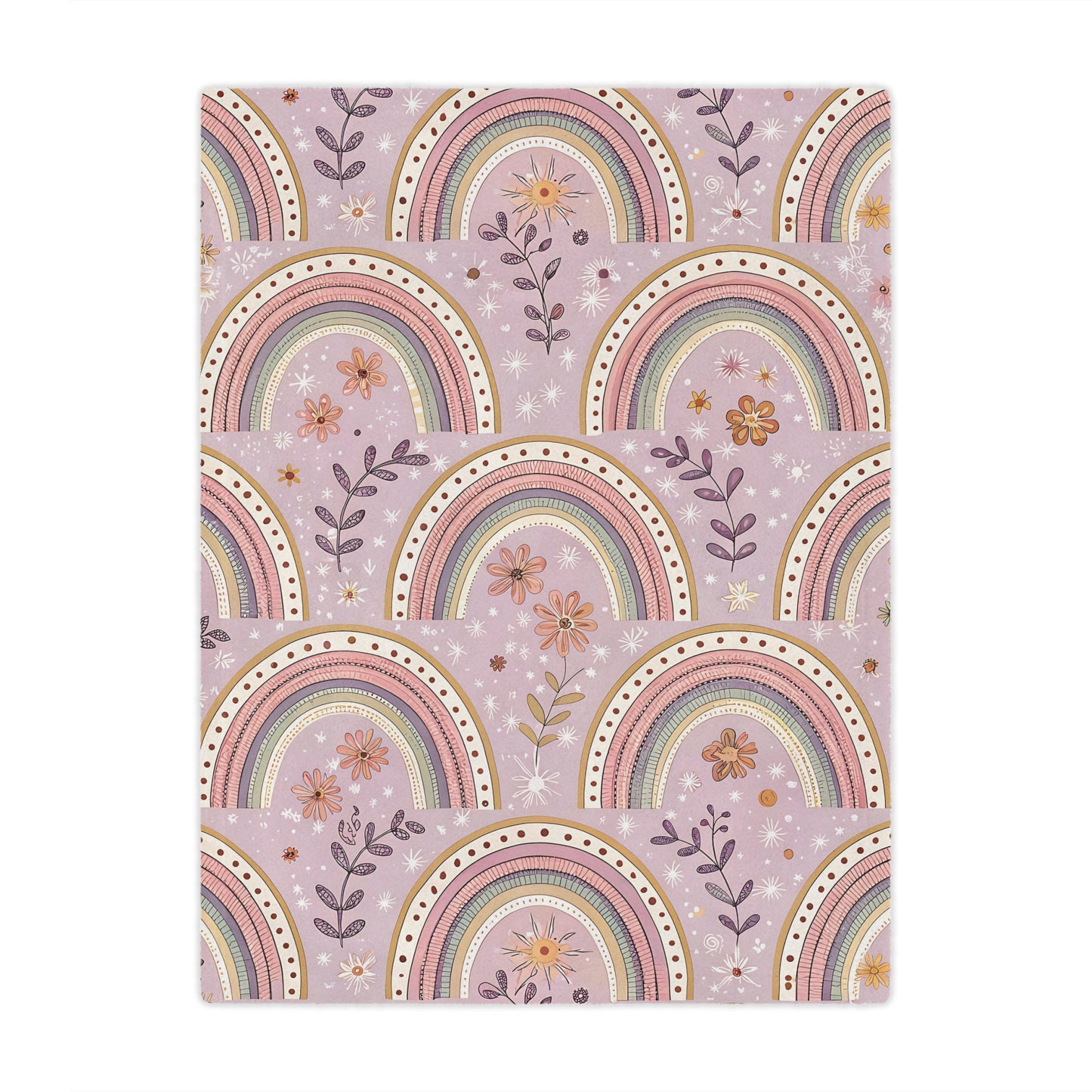 Minky baby blanket in blush and mauve, Petal Arches print