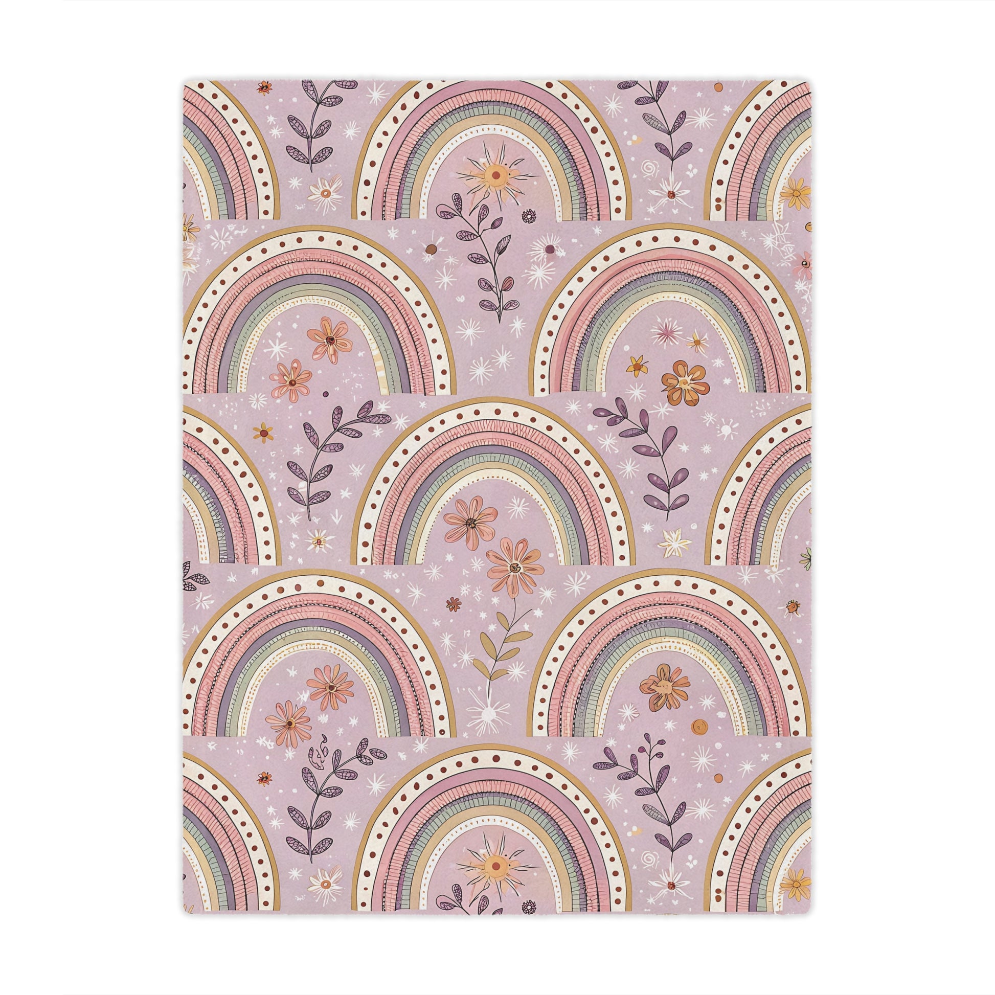 Minky baby blanket in blush and mauve, Petal Arches print