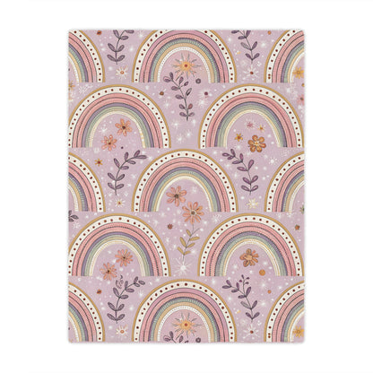 Minky baby blanket in blush and mauve, Petal Arches print