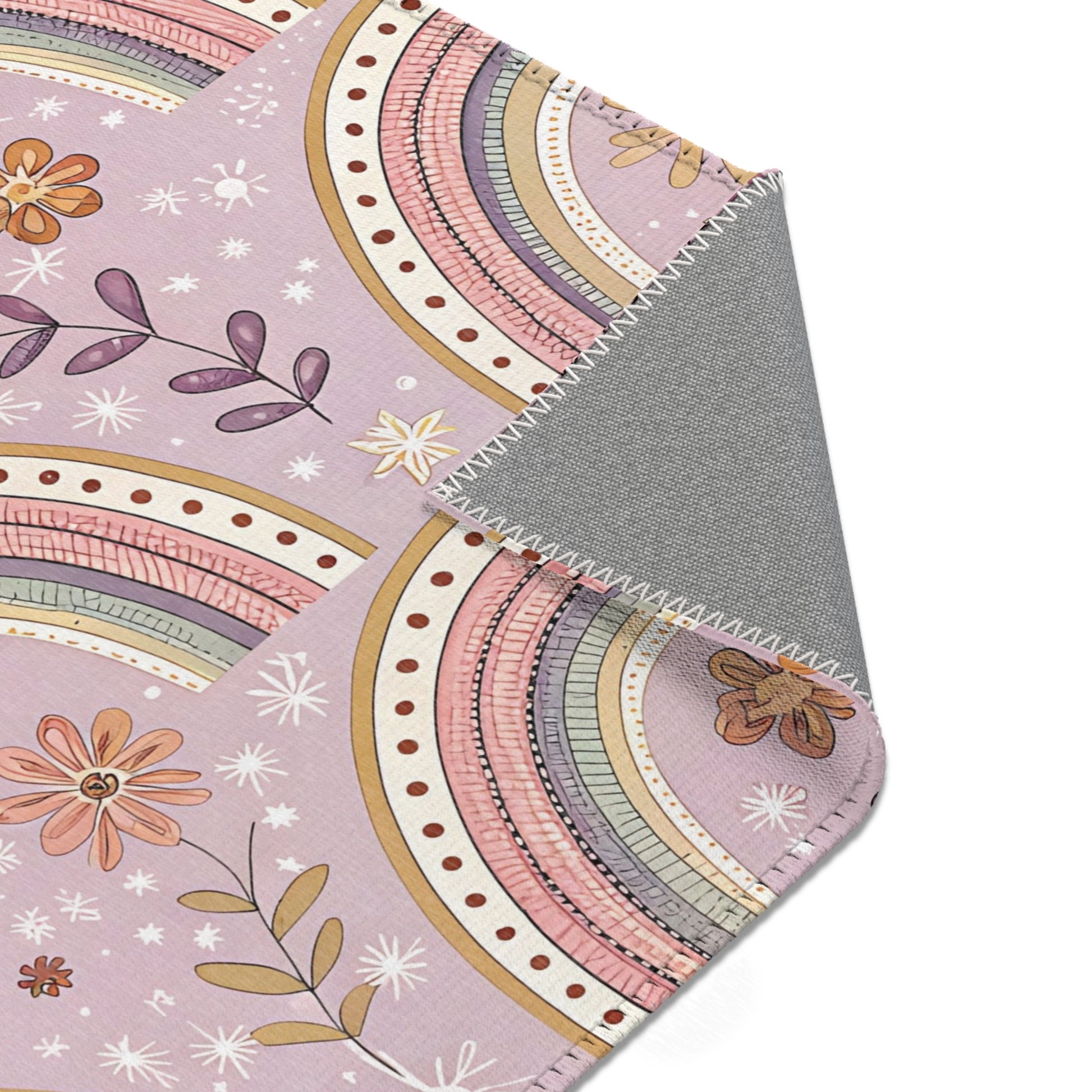 Petal Arches nursery rug pattern shown flat
