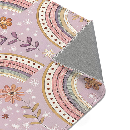 Petal Arches nursery rug pattern shown flat