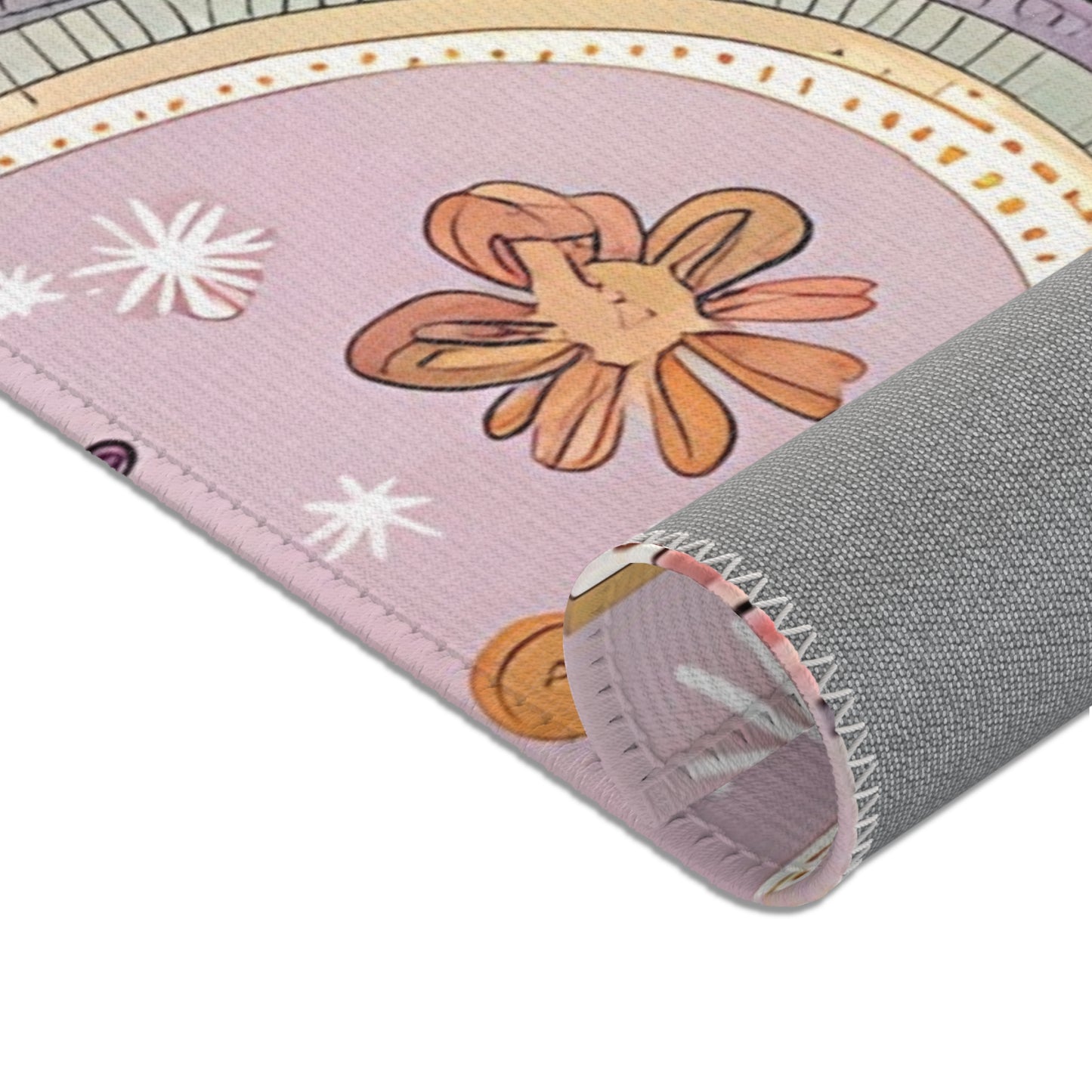 Petal Arches nursery area rug for a baby room floor