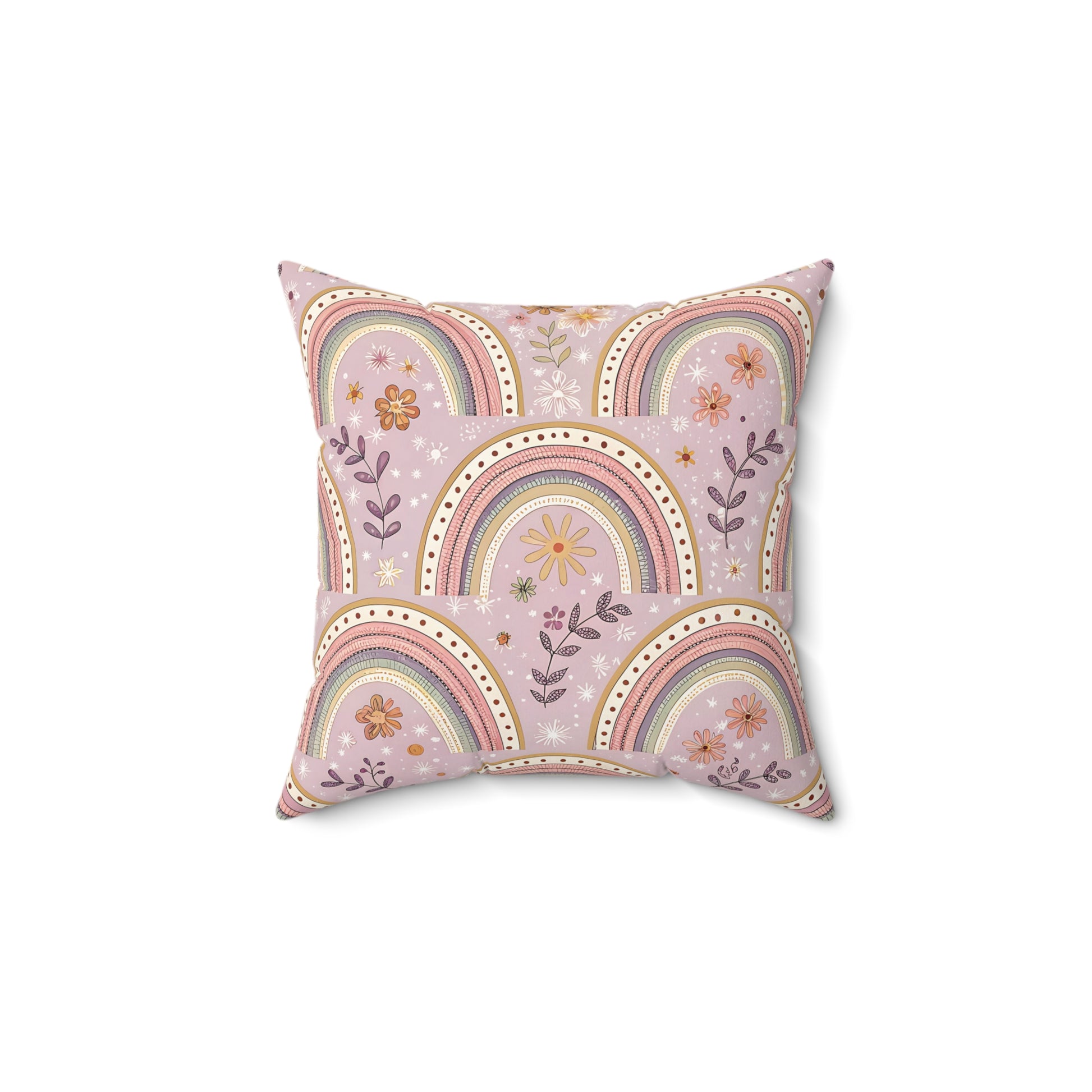 Petal Arches decorative nursery pillow on a glider chair