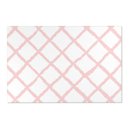 Corner detail of the pink trellis nursery rug