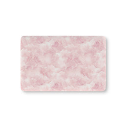 Pink watercolor clouds fitted crib sheet on a nursery crib mattress