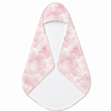 Pink Watercolor Clouds hooded baby towel wrapped around a baby