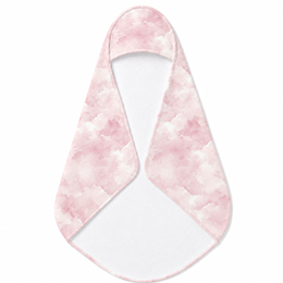 Pink Watercolor Clouds hooded baby towel wrapped around a baby