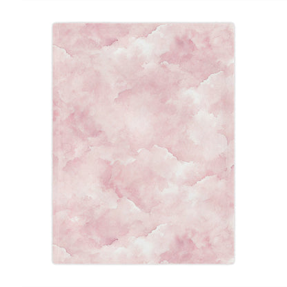 Soft pink cloud print minky baby blanket folded