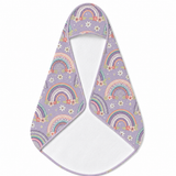 Posy Rainbows hooded baby towel wrapped around a baby