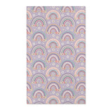 Lilac rainbow nursery area rug with mint and coral bands