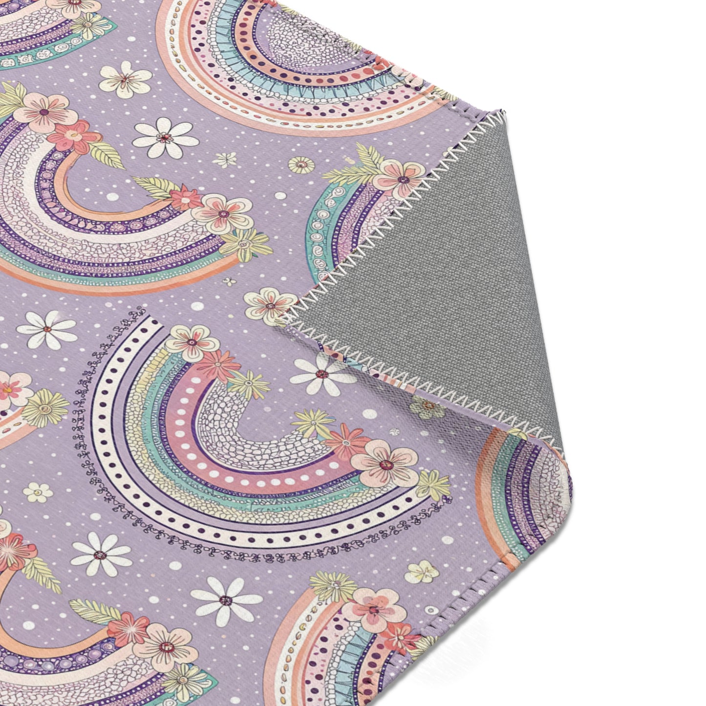 Posy Rainbows area rug in the medium size