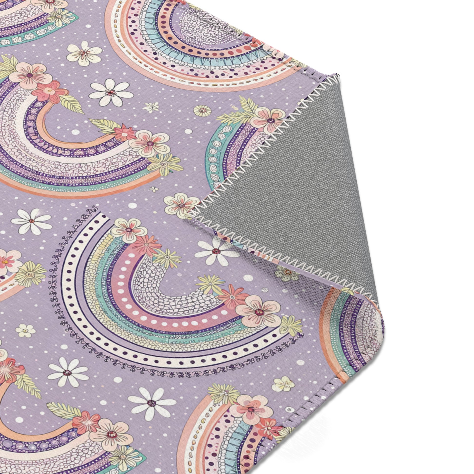 Posy Rainbows area rug in the medium size
